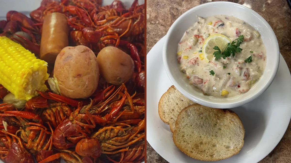 Crisp fried seafood served with simple sides